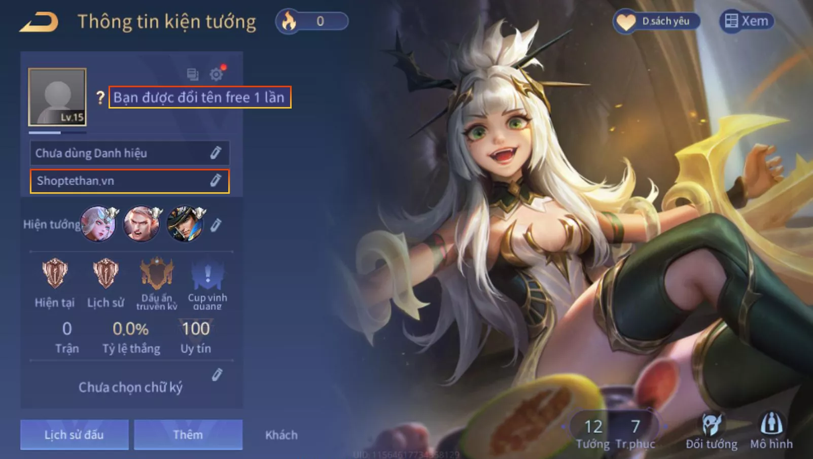 ACC REG: Aoi công chúa hoàng kim, sẵn tướng, free đổi tên, trắng thông tin